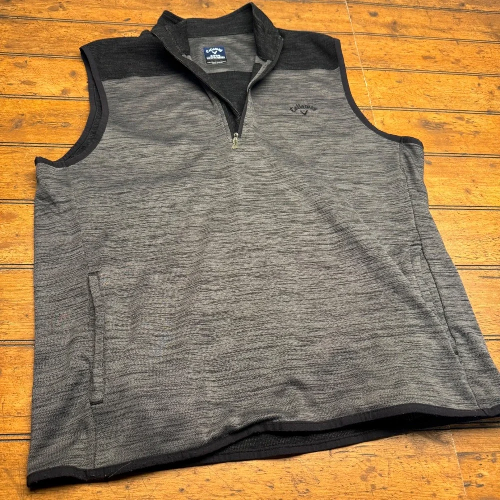 Callaway Weather Series Mens XL Gray Space Dye Quarter Zip Golf Vest Sleeveless
